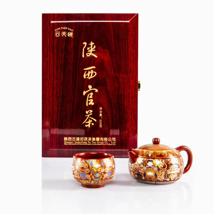 Granuli di fiori d'oro completi Tè scuro 500g Boutique Set Scatola regalo per amici 10 anni di tradizionale fermentazione biologica